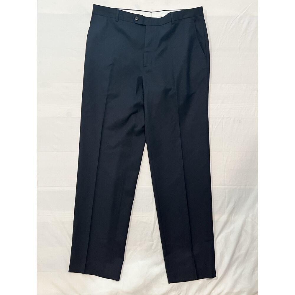 Joseph & Feiss Classic Fit Dress Pants Mens 36x34 Navy Wool Blend Flat Front